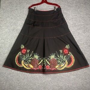 Basil & Maude Anthropologie A Line Skirt Size 12 Boho Beaded‎ Embroidered Artsy